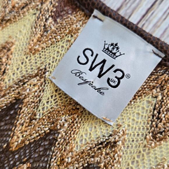 SW3 Bespoke Orange and Brown Zig Zag Dress sz L - Picture 3 of 4